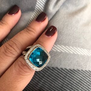 Auth David Yurman blue topaz 14mm Albion ring